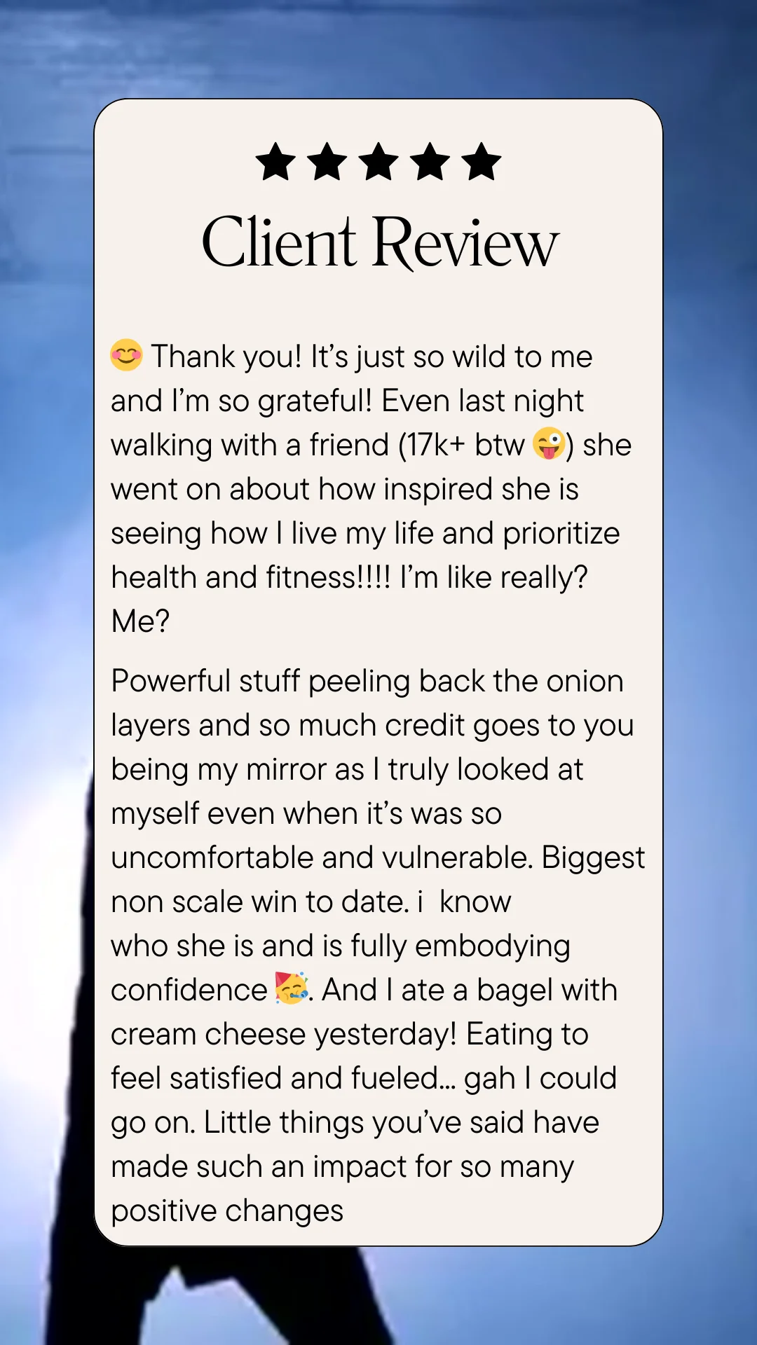 Body transformation coaching testimonial - satisfied client review